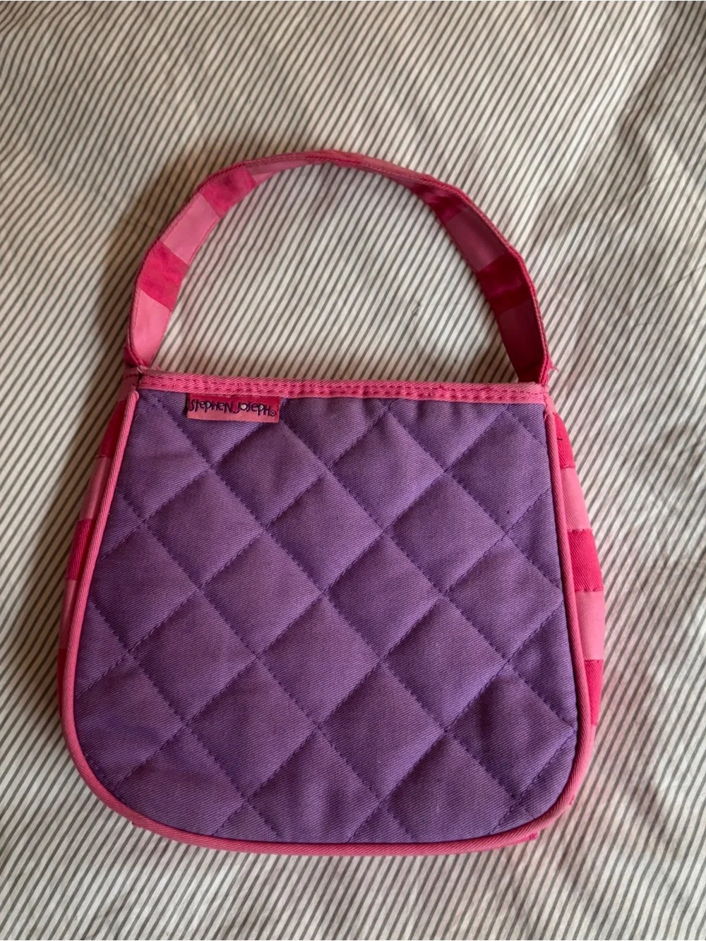 Girls Pink and Purple Butterfly Quilted Shoulder Bag